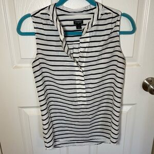 J. Crew Factory Navy and White Striped Sleeveless Blouse
